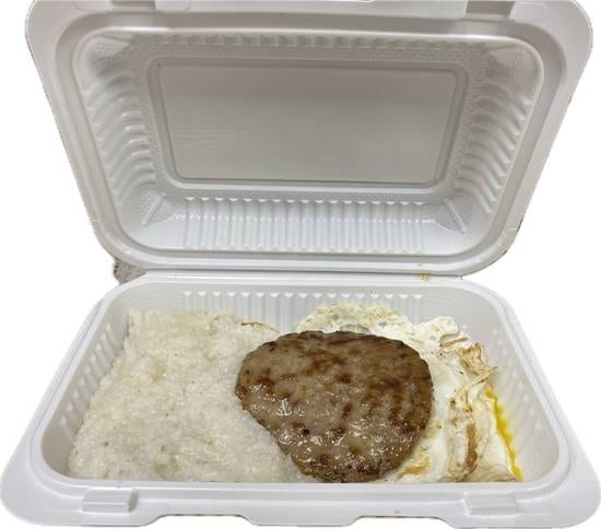 Grits with Eggs and Meat.