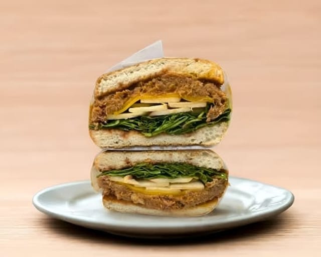 Pulled Pork Panini with Apples and Spinach.
