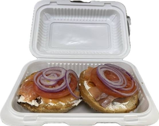 Lox, Cream Cheese, Onion and Tomato.