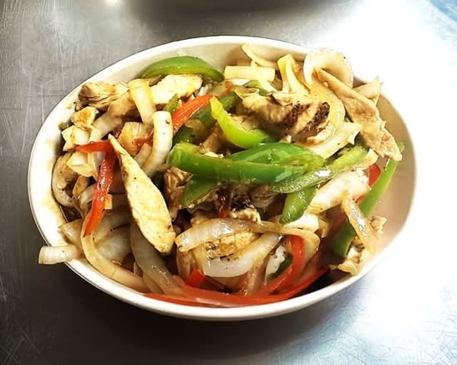 Chicken Fajitas Over Rice.