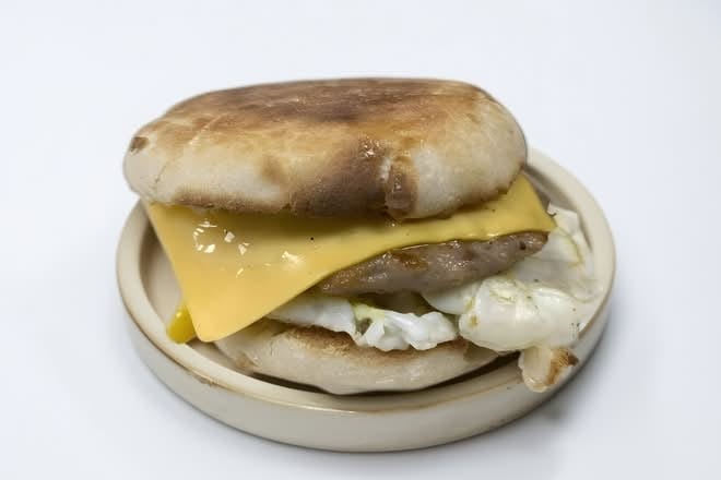 Sausage, Eggs and Cheese English Muffin.