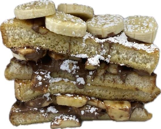 French Toast Choco Bananas Stuffed with Nutella and Bananas.
