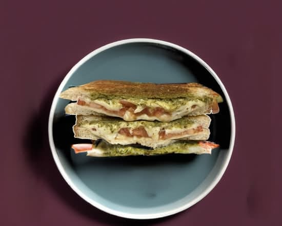 Il Tricolor Grilled Cheese (Pesto, Motz & Tomatos).