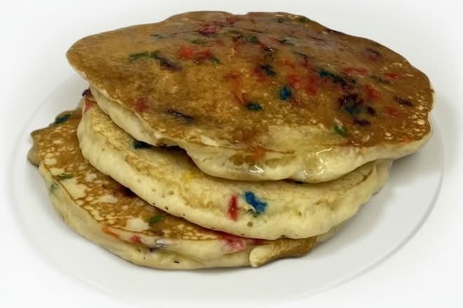 Funfetti Rainbow Sprinkles Pancakes.